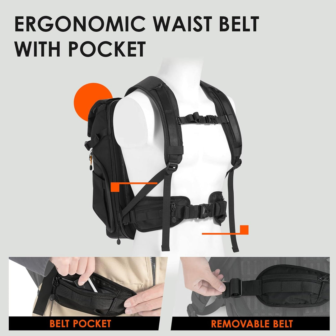 TARION Kamerarucksack Wasserdicht Professionelle Fotorucksack - Schwarz Gross Kamera Rucksack mit 16