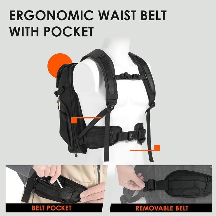 TARION Kamerarucksack Wasserdicht Professionelle Fotorucksack - Schwarz Gross Kamera Rucksack mit 16