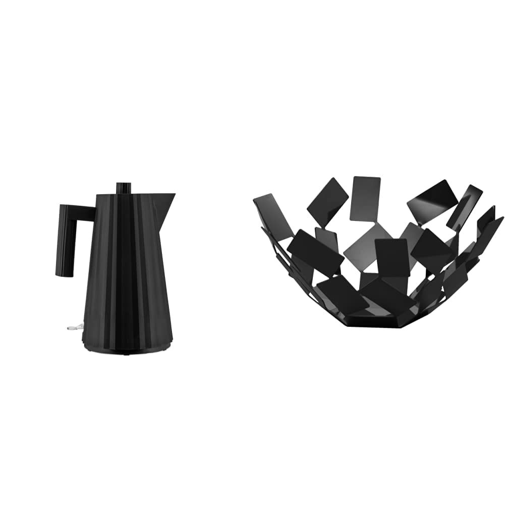 Alessi Plissé | MDL06 B Elektrischer Wasserkocher, Schwarz & La Stanza dello Scirocco Obstschale, Ed