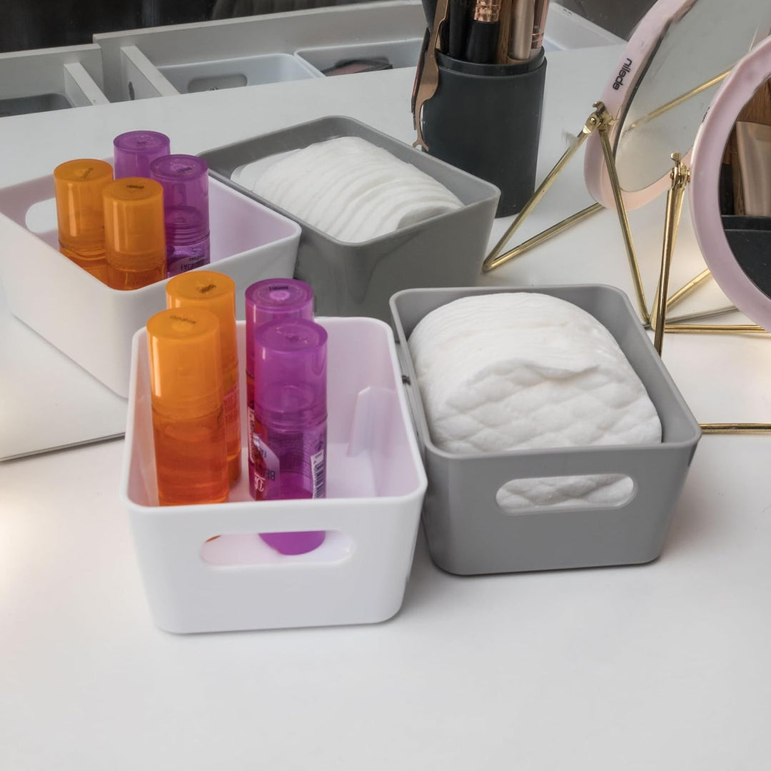 12x Ordnungsboxen - 6cm hoch - WEIss - 12,5x10x6cm - 1 Liter - Ordnungskorb - Schubladenorganizer Sc