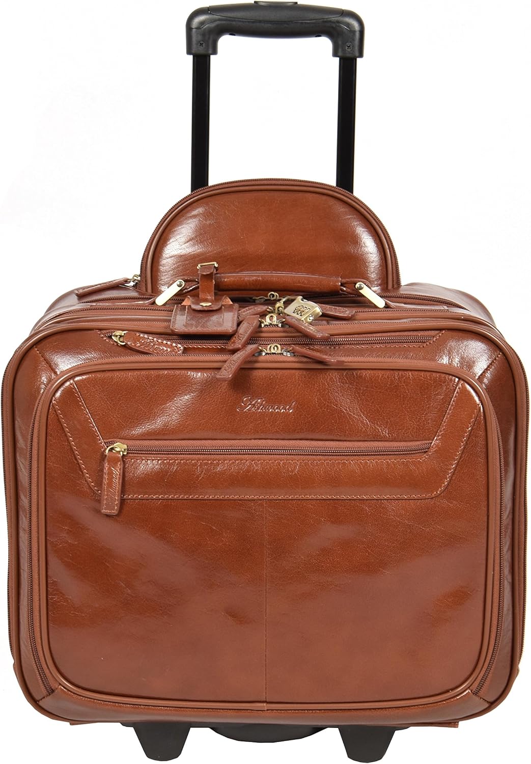 Echtes Kastanie Leder Pilotenkoffer Trolley Laptop Geschäft Reise Wochenende Kabine Tasche AL1