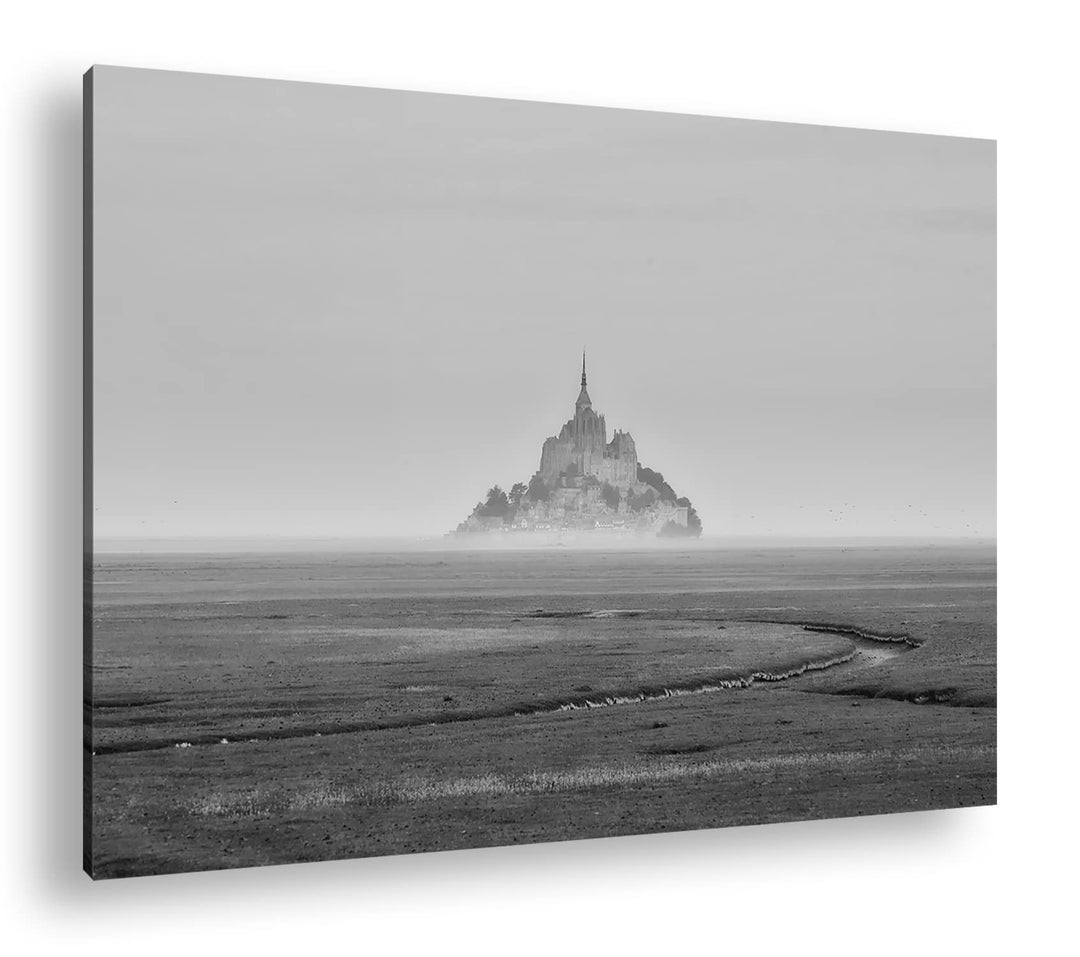 deyoli Insel Kathedrale Mont Saint Michel Effekt: Schwarz&Weiss Format: 80x60 als Leinwandbild, Moti
