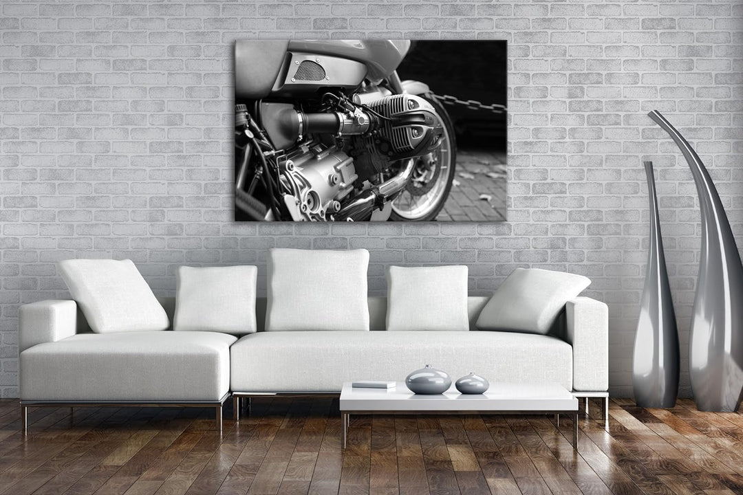 deyoli Detailaufnahme eines Motorrads Effekt: Schwarz/Weiss Format: 80x60 als Leinwandbild, Motiv fe