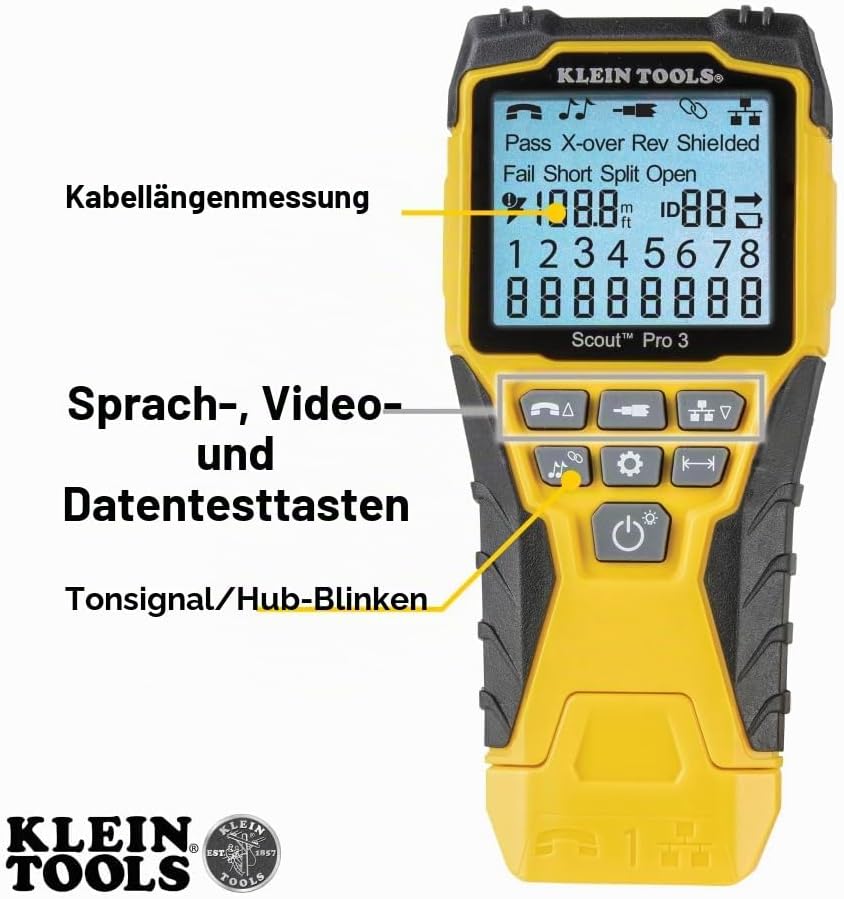 Klein ToolsVDV001‑819 | Apprentice Installations‑Kit 6‑teilig | ScoutPro3 Tester für RJ11/RJ45/Coax