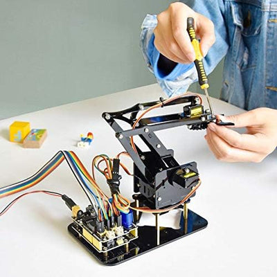 KEYESTUDIO Roboter Bausatz 4-Achsen Servo Steuerung Rollarm, Programmierbare für Arduino Roboter für