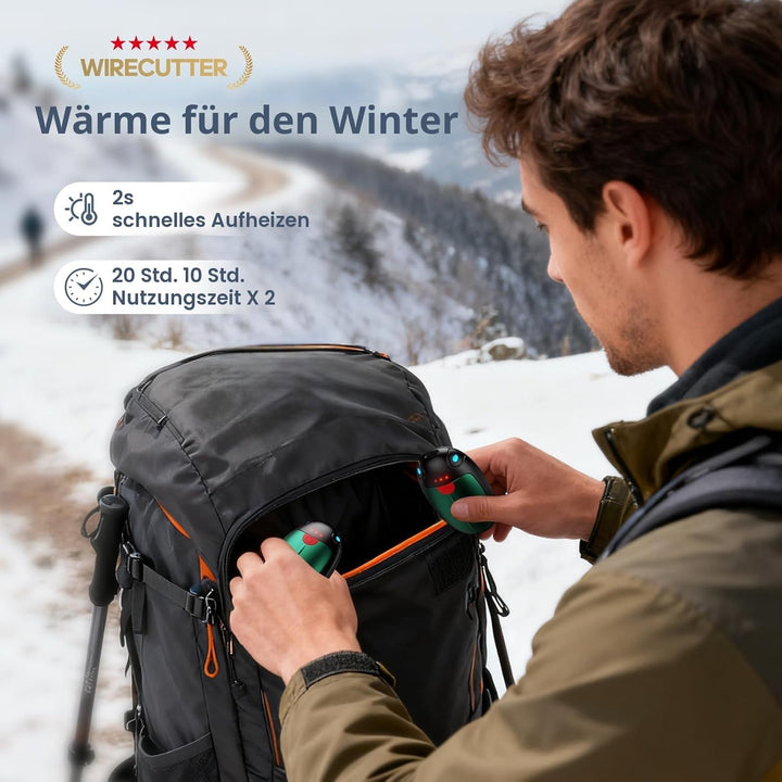 VTHW Handwärmer Wiederaufladbar, Handwärmer Elektrisch 2er-Set mit 6000-mAh, Elektrischer Handwärmer