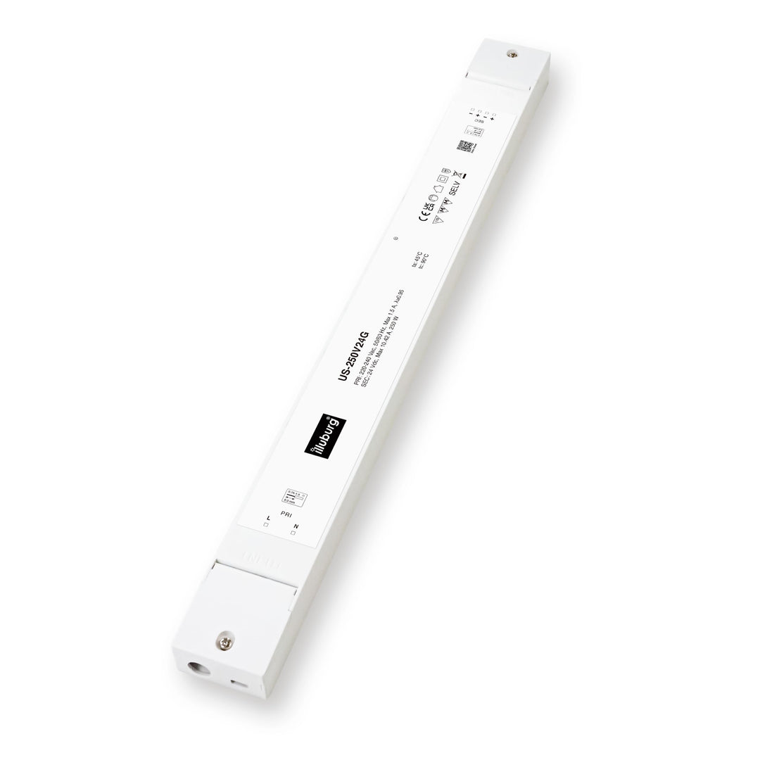 illuburg LED Trafo 24V 250W Slim Flackerfrei Geräuschlos für G4 GU5,3 LED Streifen Möbel Verdeckte M