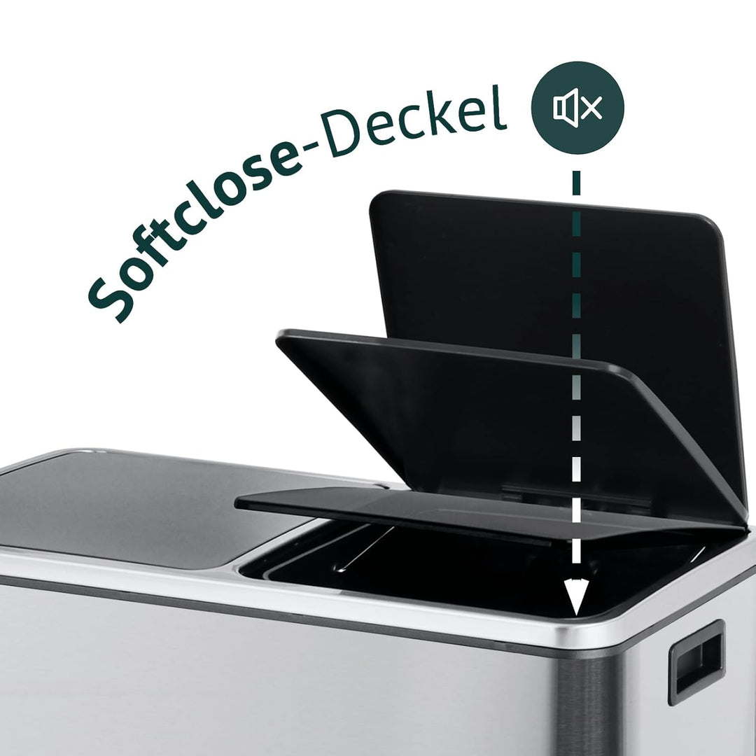 SVITA TM2X24 Treteimer 48 Liter Abfalleimer Mülleimer Design Mülltrennung Papierkorb Küchen-Ordnung