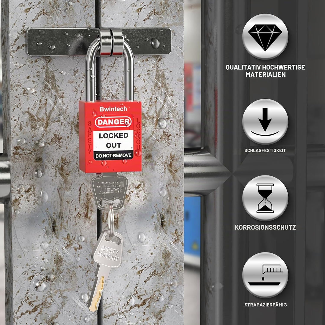 Bwintech 10 Stück 38MM verschlüsselt verschiedene rote Sicherheitsvorhängeschloss Lockout Tagout Sch