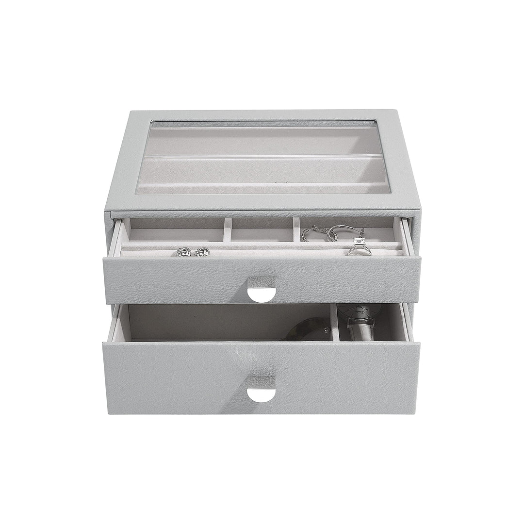 Stackers Pebble Grey Classic Jewellery Box - Set of 2 (with Drawers), Pebble Grey