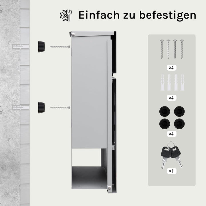 WOLTU Briefkasten Postkasten mit Zeitungsfach Sichtfenstern Klappdeckel, Wandbriefkasten abschliessb