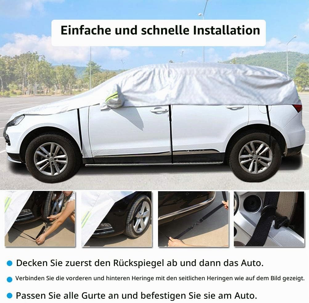 Konnfeir Halbgarage für Auto Windschutzscheibe Abdeckplane Winter Sommer Autoabdeckung wasserdicht A