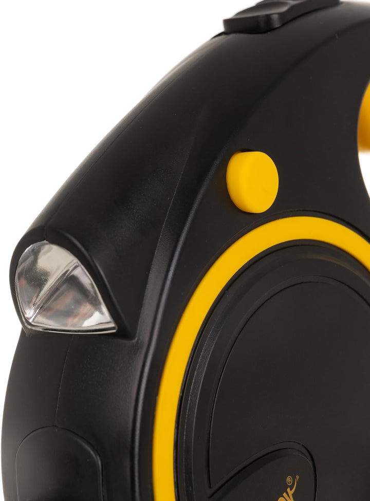 Hunde-Flexileine mit LED-Licht & Kotbeutelspender – 5m Automatikleine für mittelgrosse Hunde 10–25kg