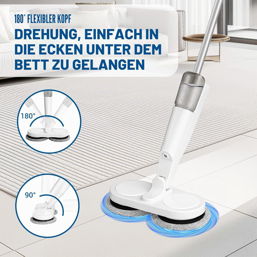 Elektrischer Wischmopp, kabellos, 7,4 V, 2000 mAh, Lithium-Akku, 200 ml Wassertank, 1 Stunde Laufzei