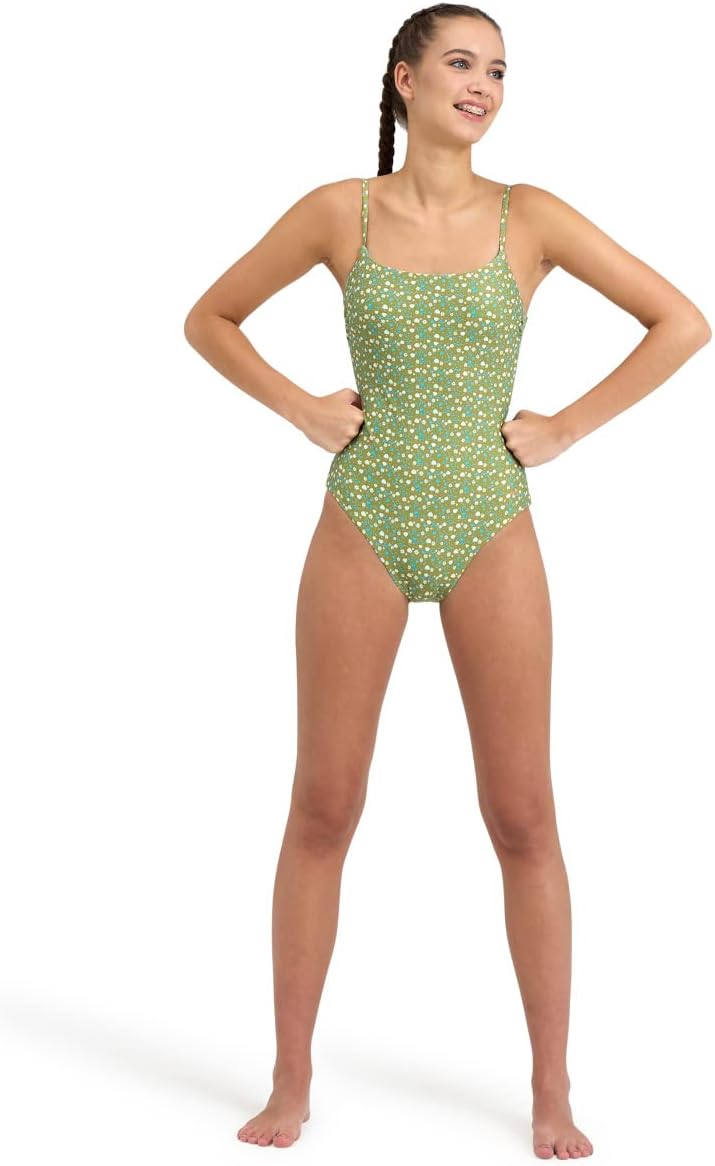ARENA Damen Women's Swimsuit U Back Allover One Piece Swimsuit 36 Olive Multi, 36 Olive Multi