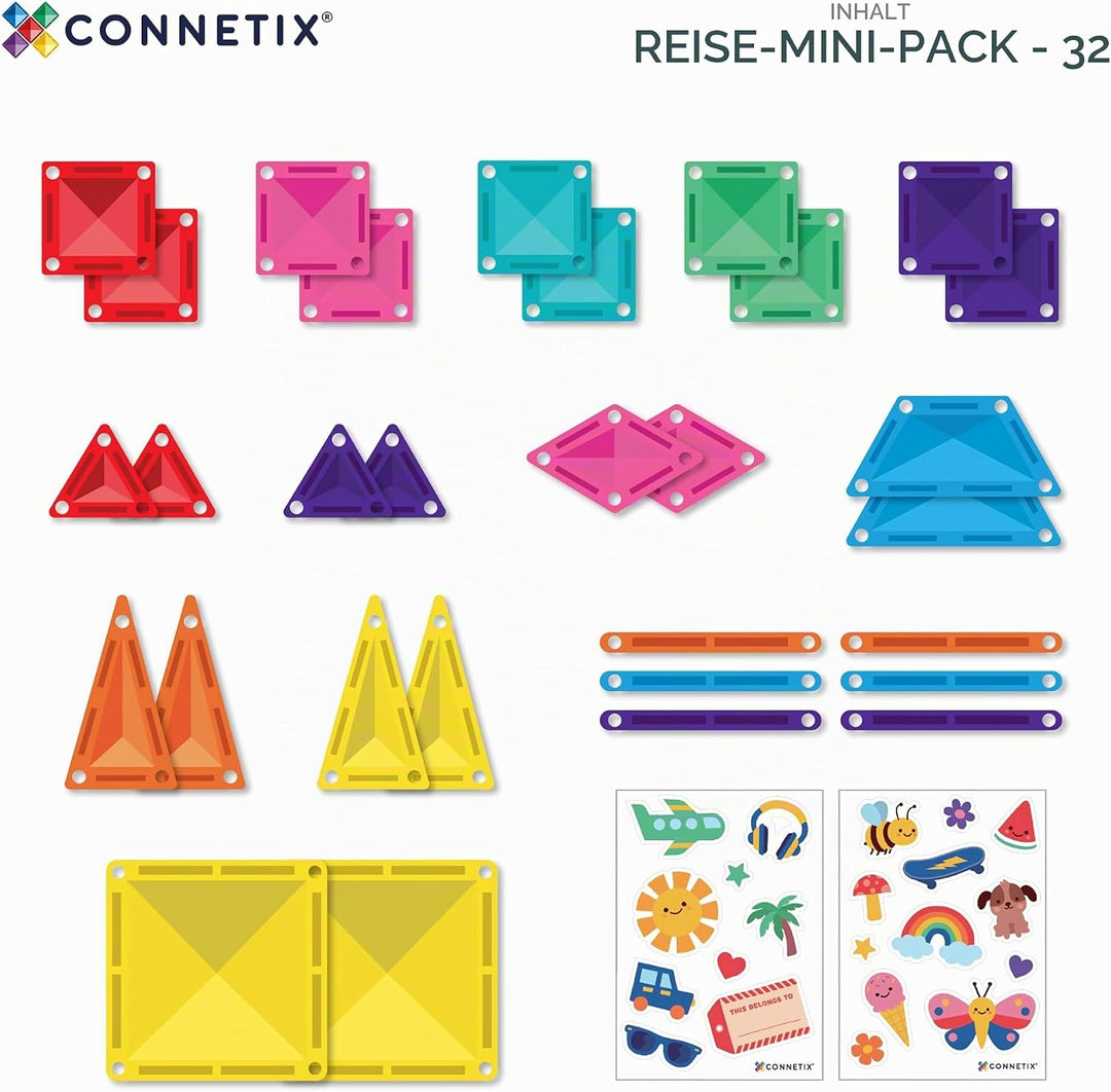 CONNETIX Magnetische Bausteine Mini-Reisepack, 32 Stück