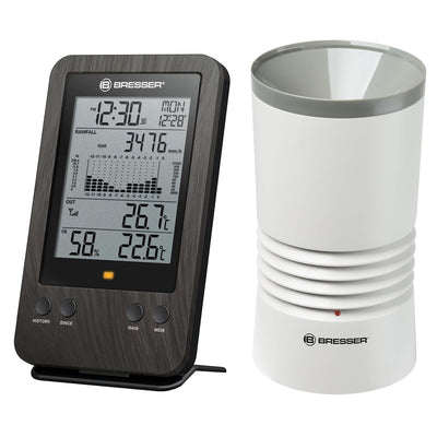 Bresser Wetterstation Funk mit Aussensensor WTW Profi Regenmesser in Holzoptik