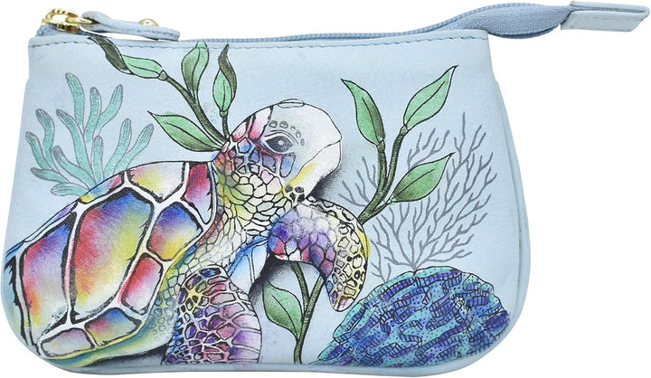 Anuschka Damen Leder Münzgeldbörse - Echtes Weichleder - Handbemalt Original Kunst Underwater Beauty