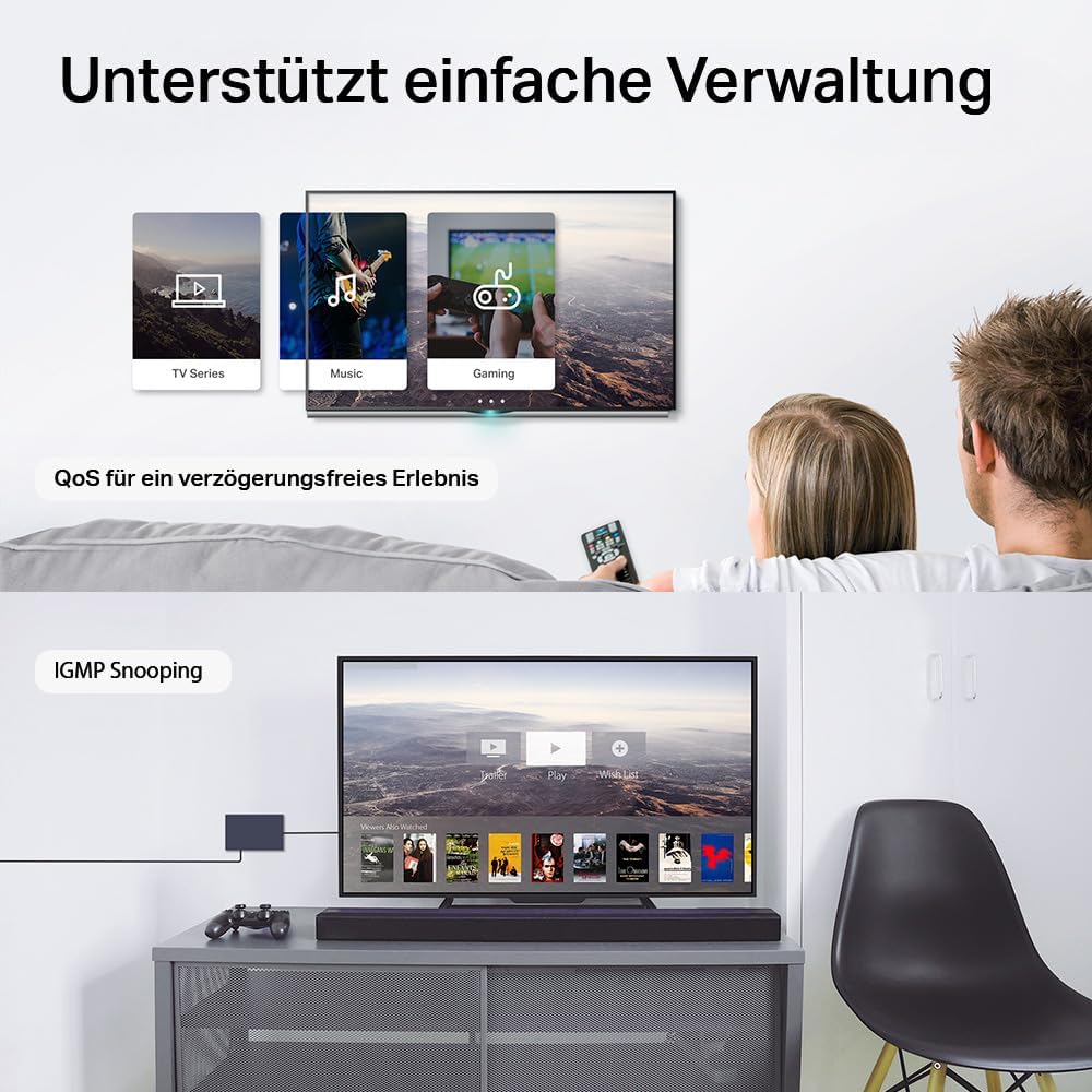 TP-Link TL-SG105E 5-Ports Gigabit Easy Smart Managed Netzwerk Switch(Plug-and-Play,Metallgehäuse, Qo