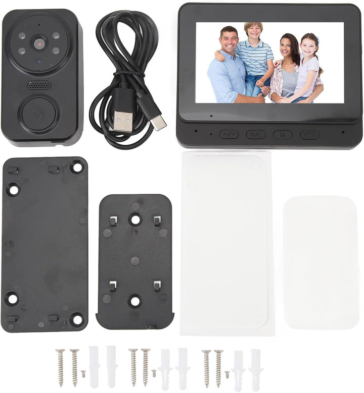 Video-Gegensprechanlage, Display, Kabellose Video-Türsprechanlage, Türklingel-Set, Innen- und Aussen