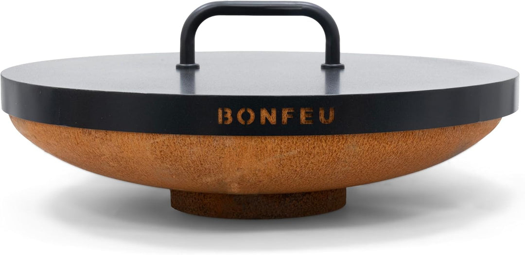 BonFeu Deckel für Feuerschale - Schwarz Stahl - Abdeckung Feuerschale (Schwarz, Ø100 cm) Schwarz Ø10