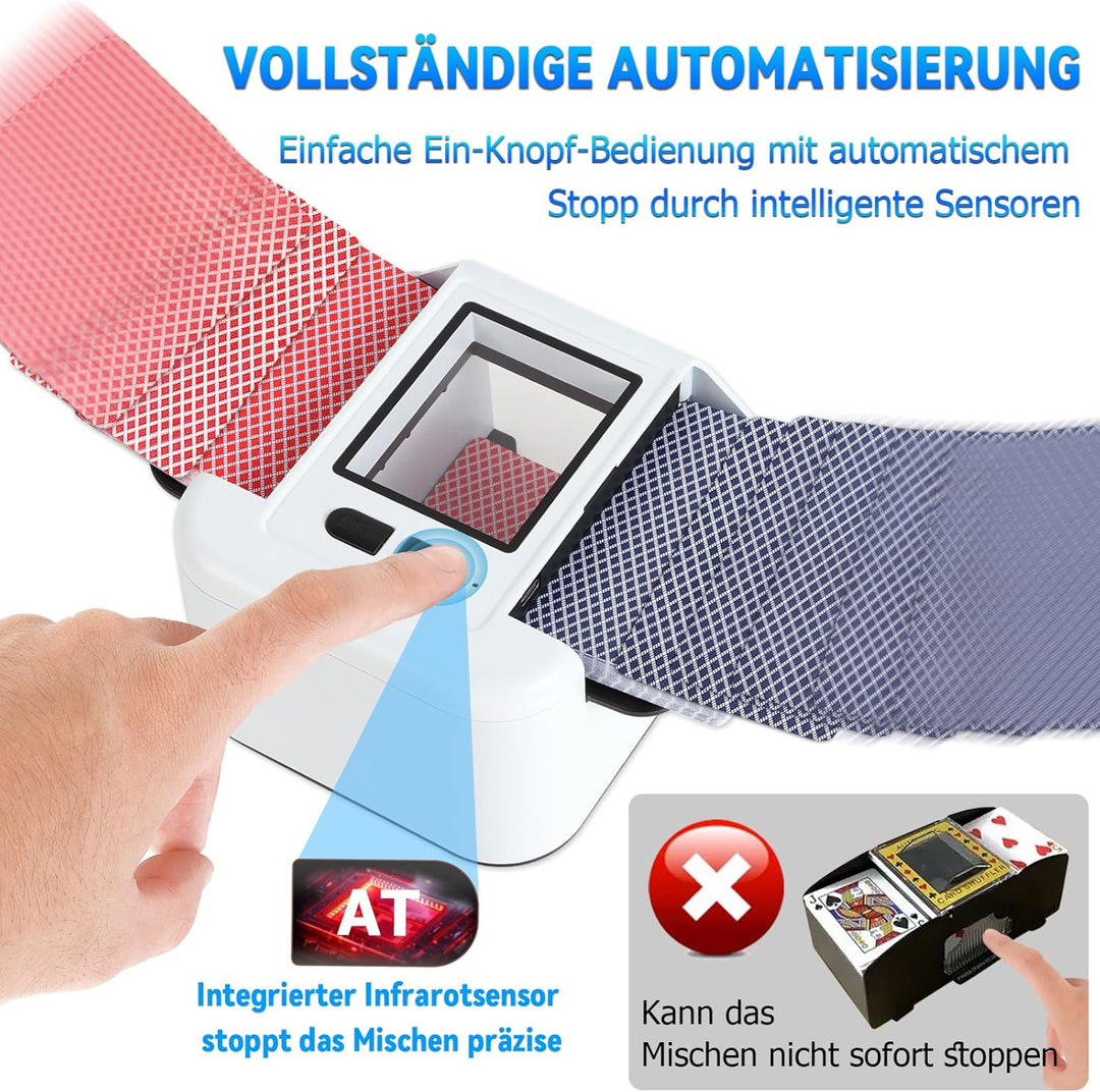 Automatischer Kartenmischer, Kartenmischmaschine Elektrische, 2000 mAh, Mischmaschine Karten für UNO