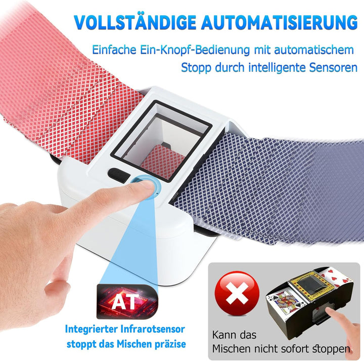 Automatischer Kartenmischer, Kartenmischmaschine Elektrische, 2000 mAh, Mischmaschine Karten für UNO