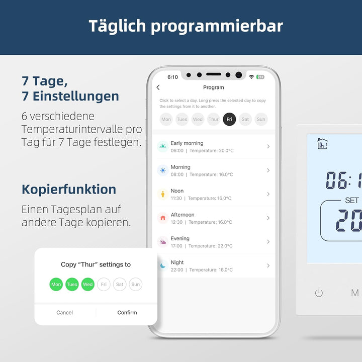 Fussbodenheizung Thermostat Digital, Beok Smart WiFi Thermostate für Wasser Fussbodenheizung und Gas