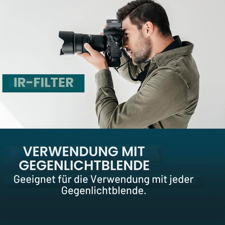 MaD Camera - 52mm R85 IR Infrarotfilter - 850nm Premium DSLR-Objektivfilter für kontrastreiche Schwa