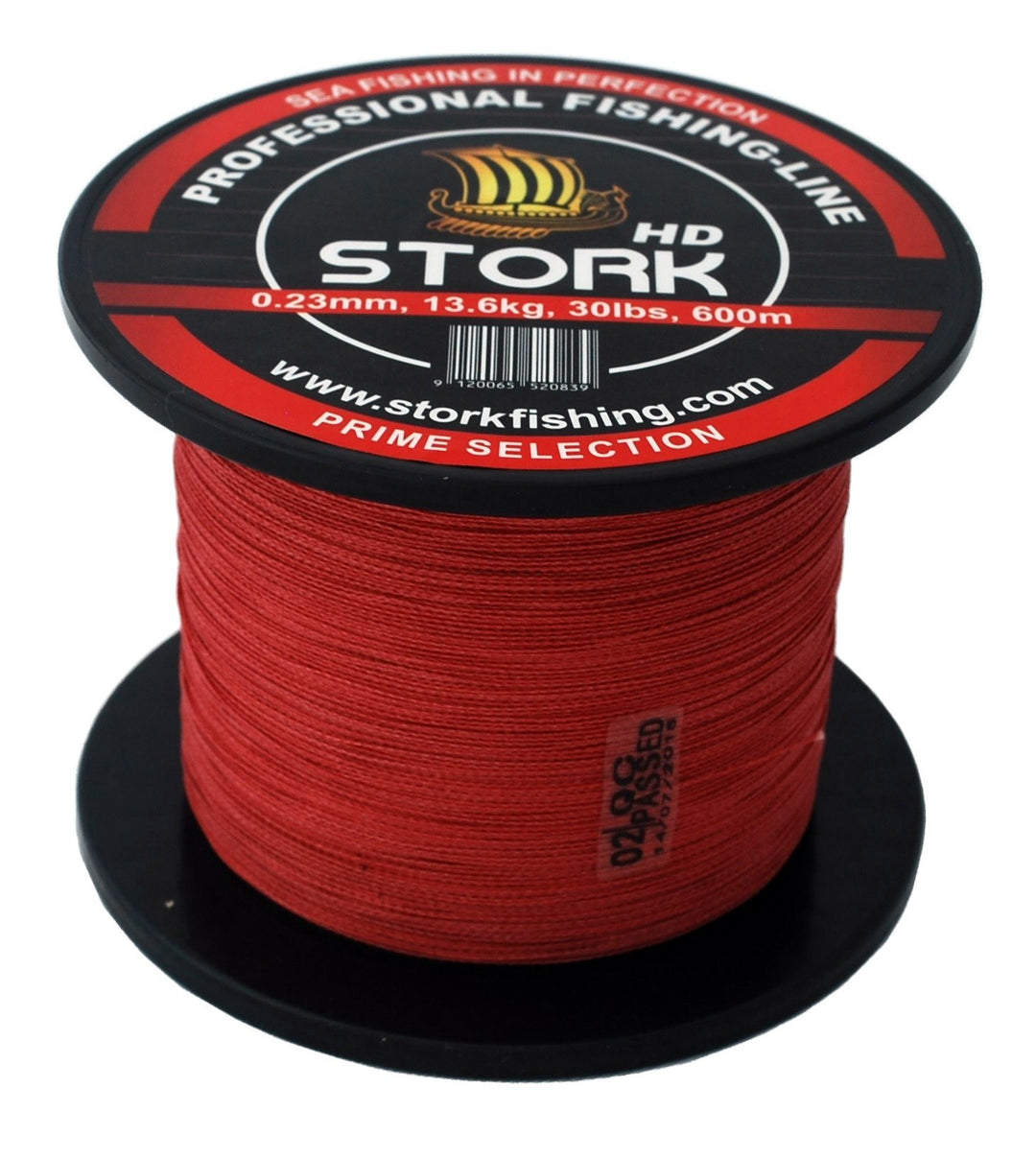 Stork HD, 4-Fach geflochtene Angelschnur 600m Rot 50 lbs / 22.7 kg / 0.34 mm, Rot 50 lbs / 22.7 kg /