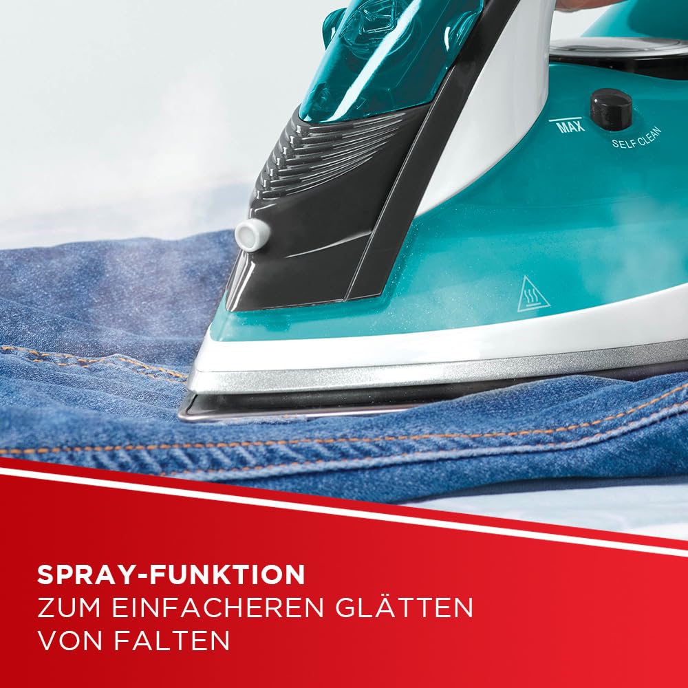 Polti Vaporella Quick&Comfort QC120 Bügeleisen mit Bügelplatte aus Edelstahl, Griff mit Soft-Touch-K