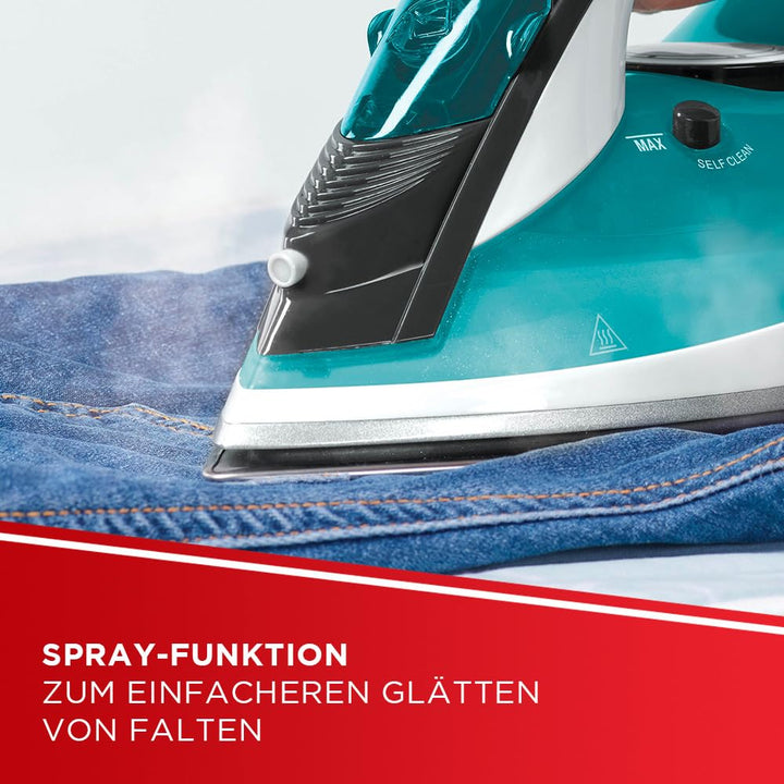 Polti Vaporella Quick&Comfort QC120 Bügeleisen mit Bügelplatte aus Edelstahl, Griff mit Soft-Touch-K