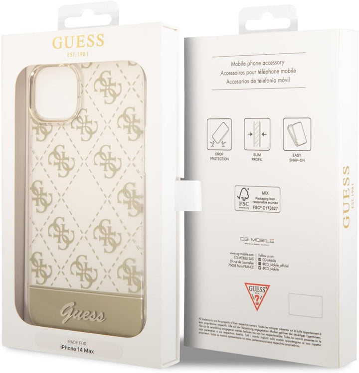 Guess GUHCP14MHG4MHG hülle für iPhone 14 Plus 6,7" Gold/Gold hardcase 4G Pattern Script