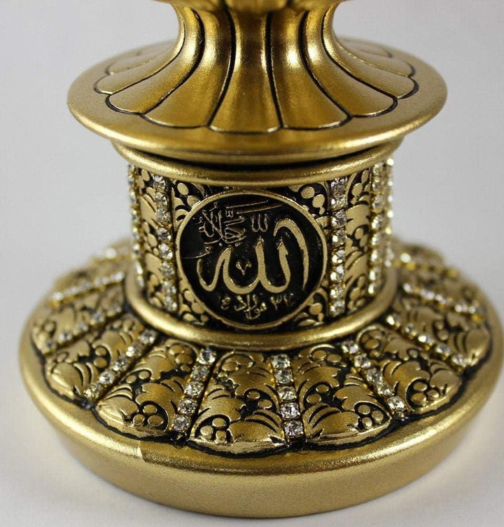 Islamische Tischdeko Gold Ei Skulptur Figur Arabisch 99 Namen Allahs ESMA Asma al Husna (Gold, 6,3)