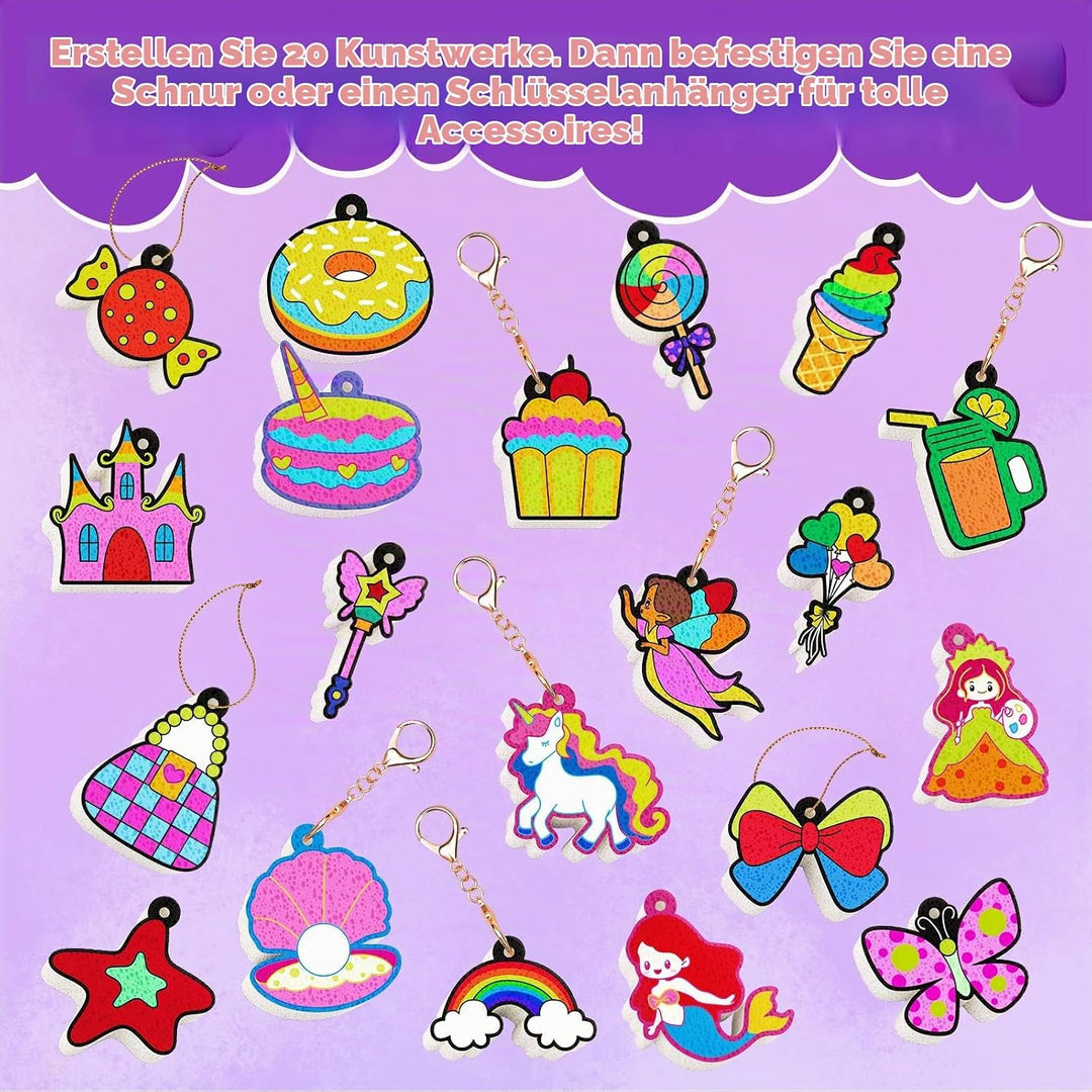 JoyCat 3D Kunst-Set, Prinzessinnen &amp; Einhörner Magic Puffy Paint Kit, Bastelset Kinder 4 5 6 7 8 9 1