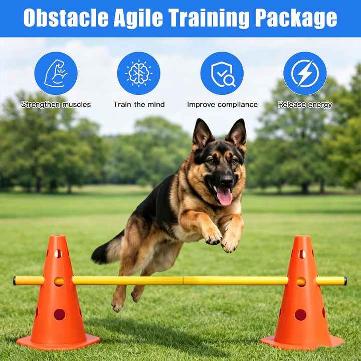 Agility Set Hunde, Agility Trainingsgerät Sports Cavaletti Hunde Steckhürdenset, Kegel Trainingshürd