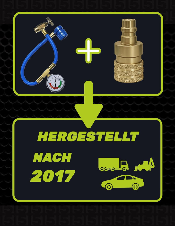 Druckschlauch mit Manometer zur Selbstbefüllung von Fahrzeug-Klimaanlagen - Gewinde Typ A 1/2-16