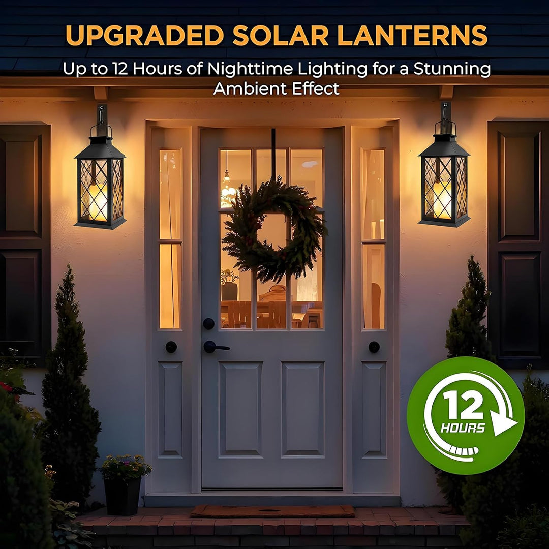 Yowin Solarlaterne für Aussen 2 Stück 35cm Grosse Solarlampen Garten mit Flammeneffekte Kerze, Gewal