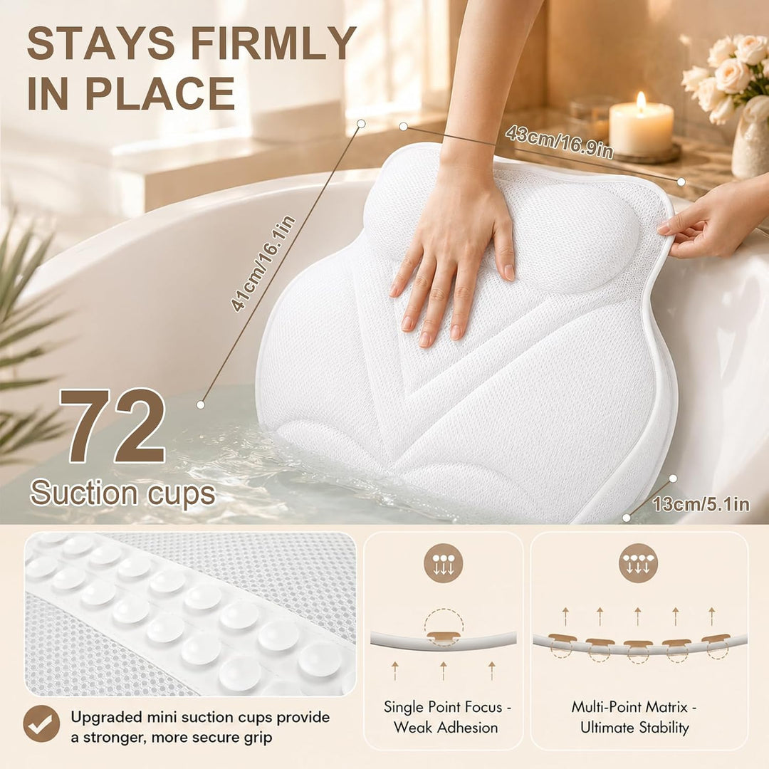 Badewannenkissen &amp; Poolkissen mit 5D Air Mesh - Ergonomisches Badewannenkissen Nacken &amp; Rücken mit 7