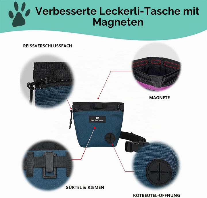 Hundetrainingstasche mit Magnetverschluss, Hüfttasche für Outdoor-Haustier-Training, mit Müllbeutelh