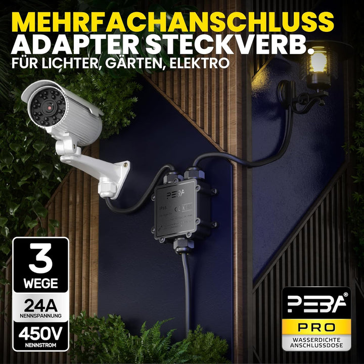 PEBA IP68 Wasserdichte Kabelanschlussdose, 3-Wege Outdoor Kabelverbinder, Abzweigdosen Wasserdicht V
