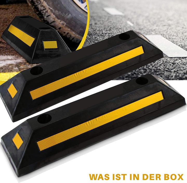 pyle 2 x Panzer-Bodenstopper für Garage, Fahrzeug, für Parksicherheit, 1 x robuster Gummi-Parkplatz,