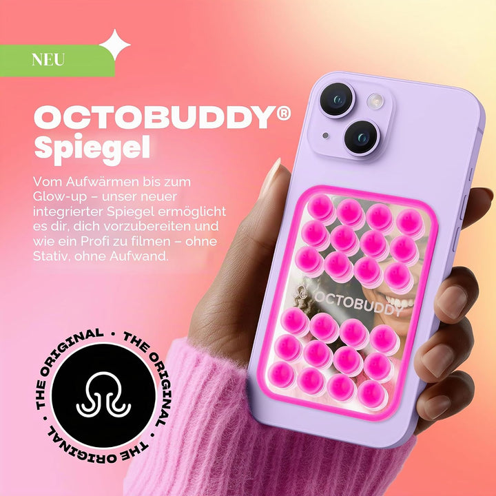 OCTOBUDDY Mirror - Silikon-Saugnapf Halterung fürs Handy mit Spiegel – rutschfeste Saugnapfhalterung