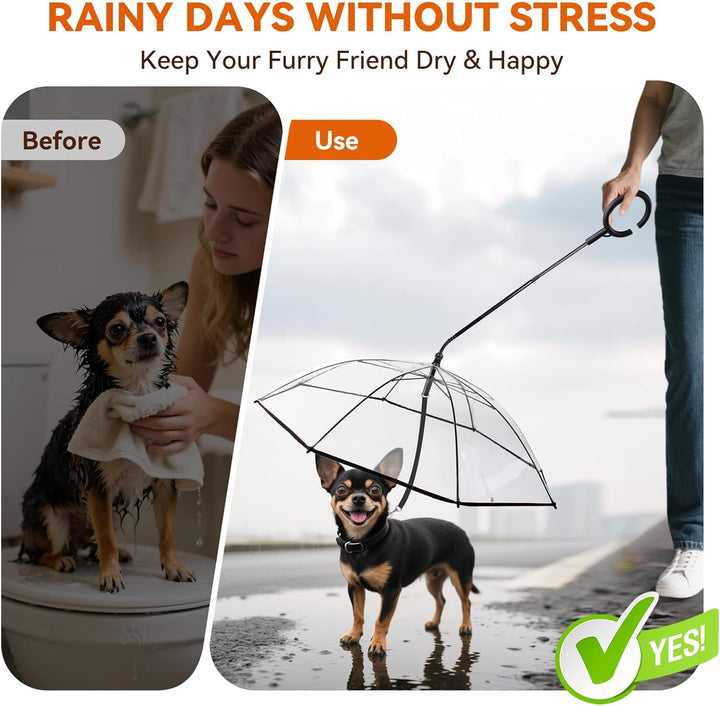 NAMSAN Haustierschirm mit Seil Hundeschirm mit Verstellbarem Griff, Wanderschirm bei Regen und Schne