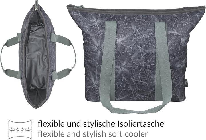 alfi ISO Shopper 17 Liter, floral, nachhaltige Thermo-Kühltasche aus recycleten PET-Flaschen, isolie