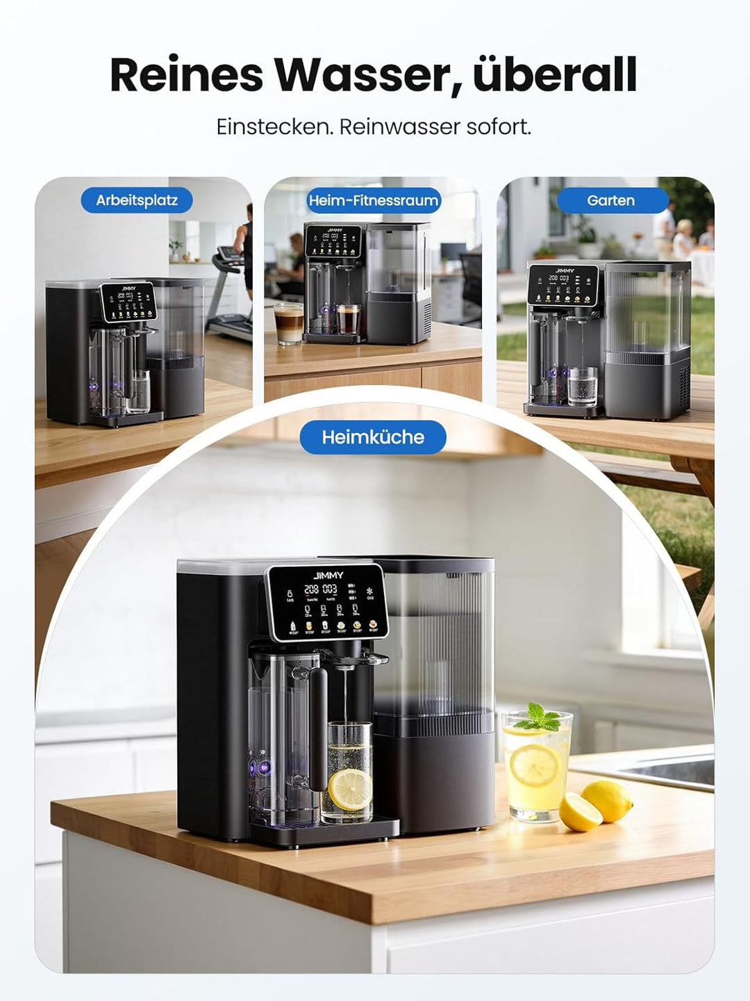 Jimmy R9 Pro Osmoseanlage Trinkwasser Auftisch, Umkehrosmoseanlage Wasserfilter, mit Heisswasserspen