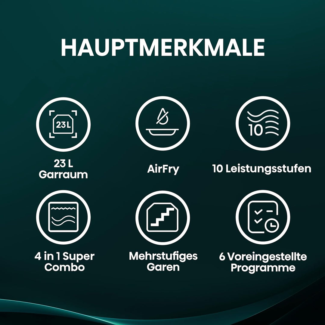 Hisense H23MOBS5HC Mikrowelle /23 L/900W/AirFry/4 in 1 Super Kombination/Memory Funktion/Mehrstufige