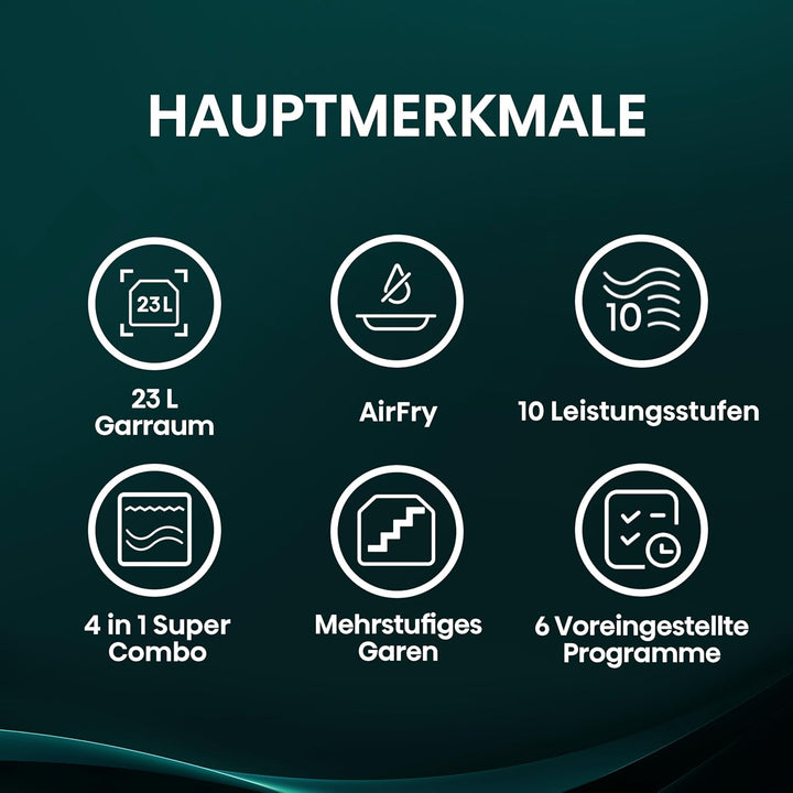 Hisense H23MOBS5HC Mikrowelle /23 L/900W/AirFry/4 in 1 Super Kombination/Memory Funktion/Mehrstufige