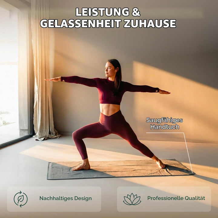 STAASH Premium Yogamatte Set – Rutschfest aus PU &amp; Naturkautschuk (4,5mm) – Inkl. Yoga Handtuch, Gur