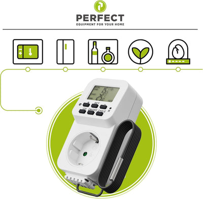 Perfect Steckdosen-Thermostat - Klimaregelung - 5-30°C - 3500W - 230V/16A - für Heiz- und Kühlgeräte
